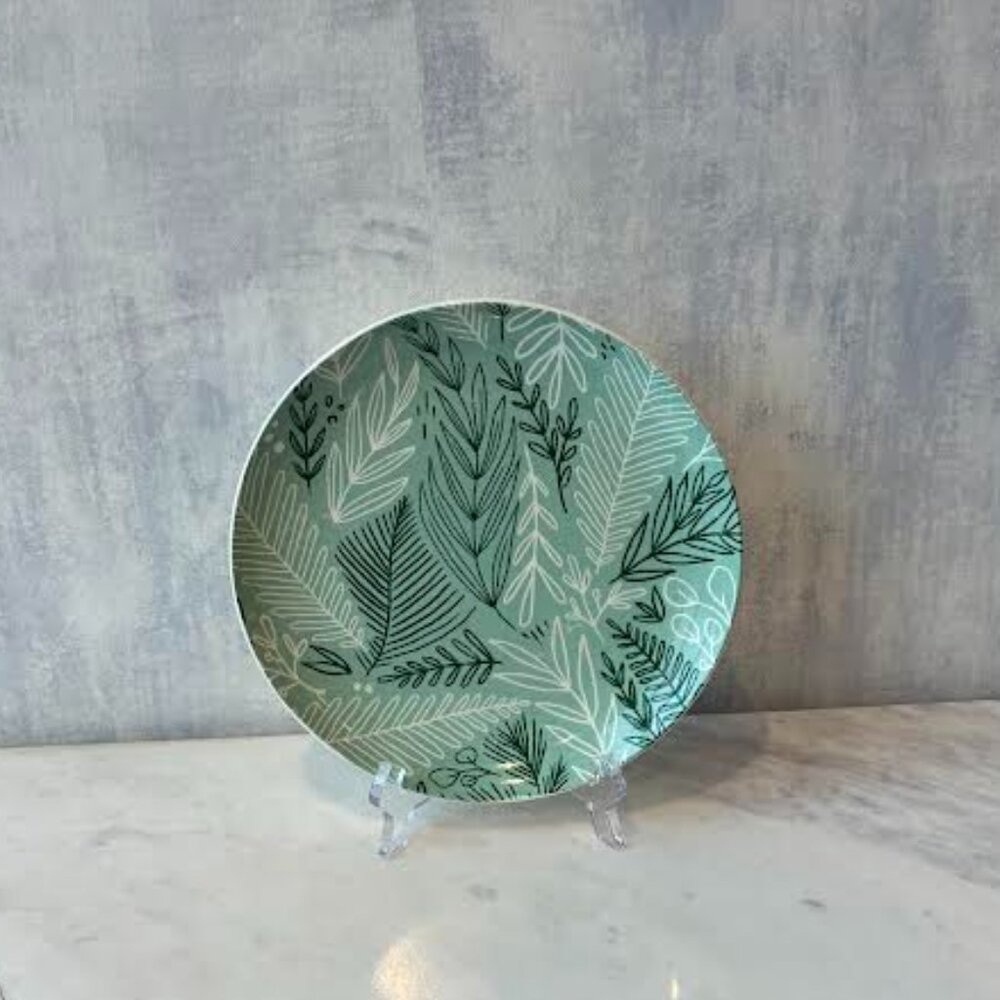 Creative Co-op - Stoneware Plate with Woodland Flora/Fauna Pattern- NWT